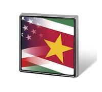 Flag of Suriname And U.S. FLAG Funny Lapel Tie Pin Buttons Brooch Badge Pin Clothes Hat Accessories for Men Women