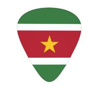 Flag of Suriname guitar pick set, 3 different thicknesses, 12 pieces for a variety of instruments