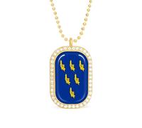 Flag of Sussex Rectangle Pendant Necklace Alloy White Shiny Diamond Square Gold Silver Jewelry for Women Men