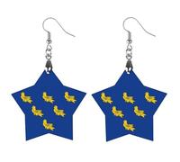 Flag of Sussex Wooden Earrings Artistic Wood Pendants Vintage Earring Hooks Jewelry for Women Circular
