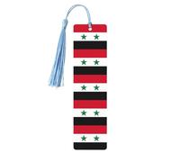 Flag of Syrian Arab Republic Print Wooden Bookmark with Tassel, Exquisite Pattern Ideal Gift for Book Lovers, for Home Office Library