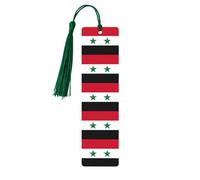 Flag of Syrian Arab Republic Print Wooden Bookmark with Tassel, Exquisite Pattern Ideal Gift for Book Lovers, for Home Office Library