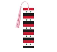 Flag of Syrian Arab Republic Print Wooden Bookmark with Tassel, Exquisite Pattern Ideal Gift for Book Lovers, for Home Office Library