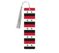 Flag of Syrian Arab Republic Print Wooden Bookmark with Tassel, Exquisite Pattern Ideal Gift for Book Lovers, for Home Office Library