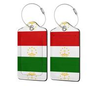 Flag of Tajikistan 2 PCS Business Travel PU Leather Label Suitable for Handbags/Backpacks/Luggage