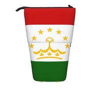 Flag of Tajikistan Expandable Stand Pencil Pouch, Multi-Design Oxford Fabric, Adjustable Height, Multi-Use Cosmetic Bag