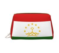 Flag of Tajikistan Leather Hand-Held Zipper Makeup Bag Storage Bag for Miscellaneous Items Pen Case