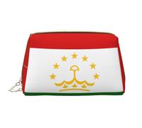 Flag of Tajikistan Leather Portable Makeup Bag for Cosmetics, Toiletries, and Daily Essentials