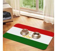 Flag of Tajikistan Pet Absorbent Leather Non-Slip Feeding Mat 30x45cm, Quick Drying, Waterproof, Washable Bowl Mat