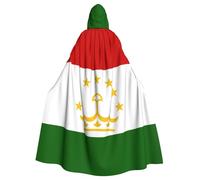 Flag Of Tajikistan Print Adults Hooded Cloak, Halloween Robe Hooded Cape Witch Wizard Cosplay Costumes For Men Women