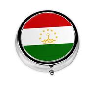 Flag of Tajikistan Take-Along Pill Box, Portable Round Pill Box, fits in Your Purse Pocket Lightweight 3 Compartment Pill Box,