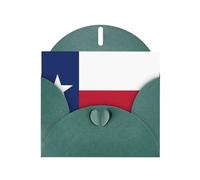 Flag Of Texas Horizontal Holiday Card With Dark Green Heart Shaped Envelope And Write Various Holiday Greetings