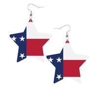 Flag Of Texas Leather Star Shaped Earrings Fashion Accessories Lightweight Festivals Parties Everyday Life