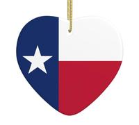Flag of Texas Love Heart Shaped Ceramic Pendant, Christmas Tree Decoration Pendant, Christmas New Year Holiday Party