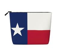 Flag of Texas Print Cosmetic Bag for Women,Faux Linen Makeup Bag Large Capacity,Perfect for Travel Daily Use