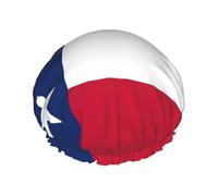 Flag of Texas Print Double Layer Waterproof Shower Cap Women Men Reusable Bath Hair Caps Elastic Band