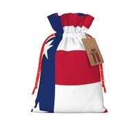 Flag Of Texas Print Holiday Burlap Gift Bag With Drawstring, Small Party Favor Pouches For Christmas Gifting-S Size