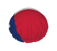 Flag of Texas Print Shower Cap for Women & Men â€“ Reusable Double-Layer Bath Hair Cap with Elastic Strap One Size