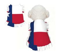 Flag of Texas Ruffle Dog Dress Frilly Sleeveless Breathable Summer Party for Small Dogs Cats XL