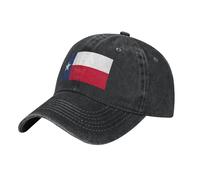 Flag of Texas Washed Cowboy Baseball Cap for Adults - Stylish and Breathable Hat with Adjustable Strap, Black, One size