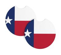 Flag of TexasPrinted Coasters Car Coasters Home Decor Table Protectors 2-Pack 2.7-Inch Diameter