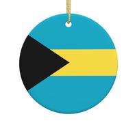 Flag of The Bahamas A 2.9-inch Ceramic Christmas Ornament with a Printed Pattern Perfect for windowsills porches and Living Rooms