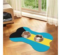 Flag of the Bahamas Bone Shaped Absorbent Dog Feeding Mat