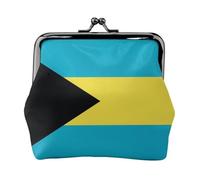 Flag of the Bahamas Coin Purse-Leather Kiss Lock Wallet Small Clutch