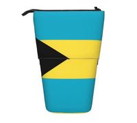 Flag of The Bahamas Expandable Stand Pencil Pouch, Multi-Design Oxford Fabric, Adjustable Height, Multi-Use Cosmetic Bag