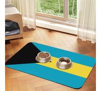 Flag of The Bahamas Pet Food Mat 23.62x15.71in Absorbent Non-Slip PU Leather Feeding Mat for Dogs Cats Rubber Bottom Fast Drying Rollable Pet Bowl Placemat