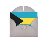 Flag of the Bahamas Print Birthday Blank Note Card with Gray Envelopes 4x6in