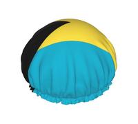 Flag of the Bahamas Printed shower cap, reusable, double-layered design, suitable for women to wrap their hair, wash their face, and apply face masks.