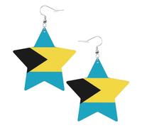 Flag of the Bahamas Prints Leather Star-Shaped Earrings Lightweight And Stylish Accessories For Parties Dances And Everyday Life.