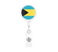 Flag of The Bahamas Retractable Badge Holder. Stylish Full-Width Print, Suitable for Offices, Schools, Hospitals, etc.