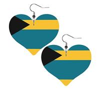 Flag Of The Bahamas Women Earrings Faux Leather Dangle Eardrop Drop Earring Fashion Jewellery Gift For Wife Daughter Girlfriend Christmas