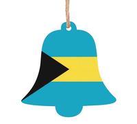 Flag of the Bahamas Wooden Bell Shape Christmas Decoration Set - Can be hung on Christmas trees and windows - 6-Piece Set