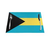 Flag of The Bahamas Woven Placemat 12x18 Inch - 6 PCS Fashion Pattern Design for Home and Kitchen Decor