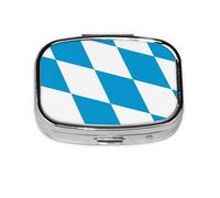 Flag of The Bavarian Lozenge Variant Square Pill Box Travel Organizer - Compact Weekly Medicine Container with for Daily Pills Organization