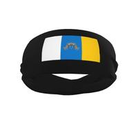 Flag of The Canary Islands Sports Sweatbands for Men & Women, Non-Slip Elastic Wristbands & Headbands for Basketball, Tennis, Workout, Gym, Yoga, Absorbent & Breathable (Black)