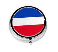 Flag of The Canton of Schleswig-Holstein Pill Box Organizer - Round Pill Box, Daily Portable Pharmaceutical Vitamin Box