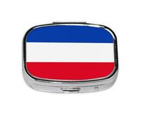Flag of The Canton of Schleswig-Holstein Square Pill Box Travel Organizer - Compact Weekly Medicine Container with for Daily Pills Organization