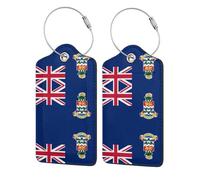 Flag of The Cayman Islands Business Travel PU Leather Label Suitable for Handbags/Backpacks/Luggage, Black, 2 Pcs