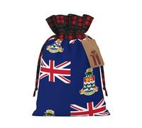 Flag of the Cayman Islands Christmas linen gift bags, drawstring candy bags, birthday party gift bags