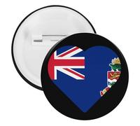Flag of The Cayman Islands Heart Novelty Buttons & Pins Lightweight Tinplate Lapel Badges Brooches Jewelry Gifts