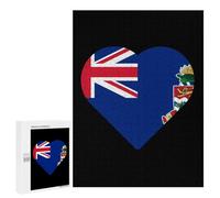 Flag of The Cayman Islands Heart Wooden Jigsaw Puzzles for Adults Funny Brain-Teasing Game Idea Puzzle Gift