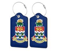 Flag of The Cayman Islands Print Luggage Tag Privacy Cover ID Label, with Stainless Steel Loop & Address Card, for Women Travel, Black, 2 Pcs, simple and stylish
