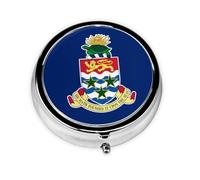 Flag of The Cayman Islands Take-Along Pill Box, Portable Round Pill Box, fits in Your Purse Pocket Lightweight 3 Compartment Pill Box,