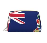 Flag of The Cayman Islands Zipper Closure Leather Portable Waterproof Cosmetic Bag for Home Travel to Organize Toiletries Sundries