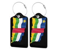 Flag of The Central African Republic Leather Luggage Tags Durable Suitcase Tags Waterproof Bag Tags for Travel Luggage Identifiers Cute Travel Accessories