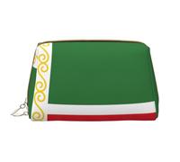 Flag of The Chechen Republic Leather Hand-Held Zipper Makeup Bag Cute Make Up Case Large Wide-Open Pouch Pen Case
